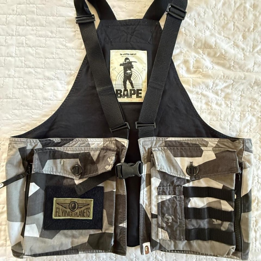 Bape Black & Gray Camo Tactical Vest with Pouch Panels